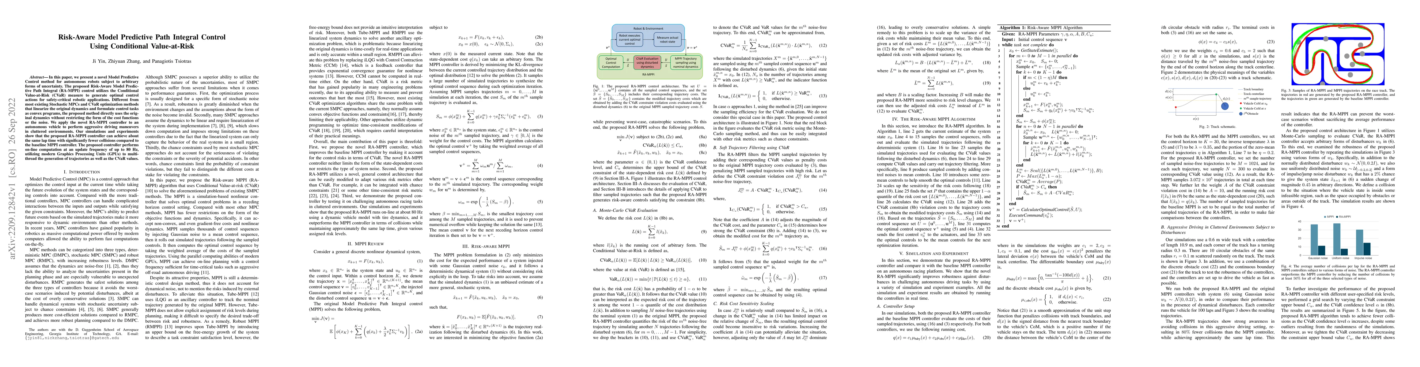 Thumbnail for Risk-Aware Model Predictive Path Integral Control Using Conditional
  Value-at-Risk