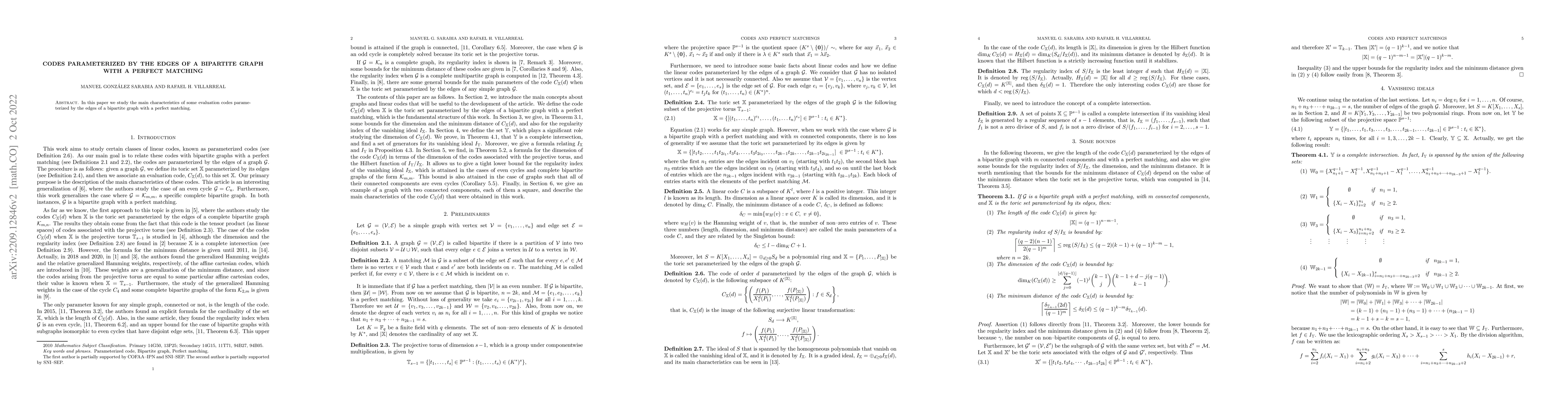 Thumbnail for Codes parameterized by the edges of a bipartite graph with a perfect
  matching