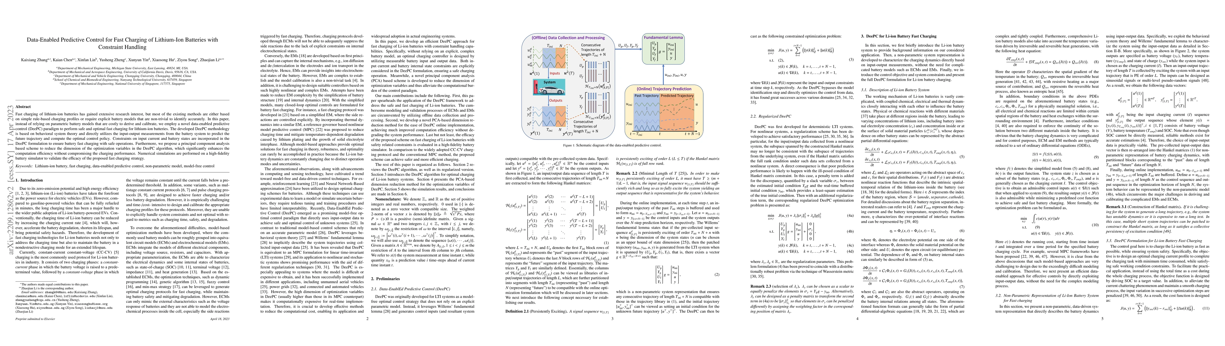 Thumbnail for Data-Enabled Predictive Control for Fast Charging of Lithium-Ion
  Batteries with Constraint Handling