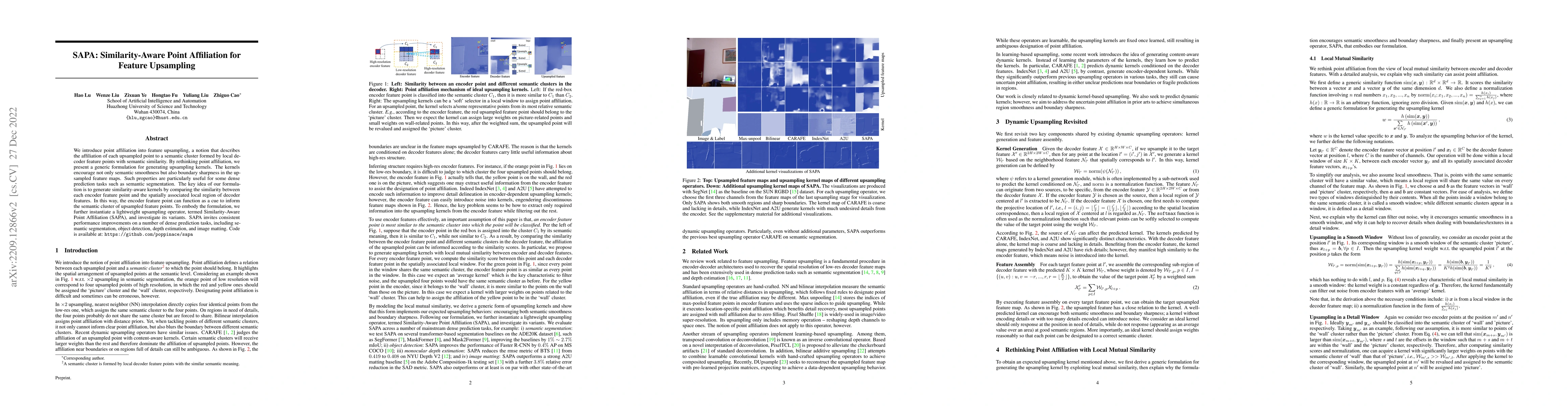 Thumbnail for SAPA: Similarity-Aware Point Affiliation for Feature Upsampling