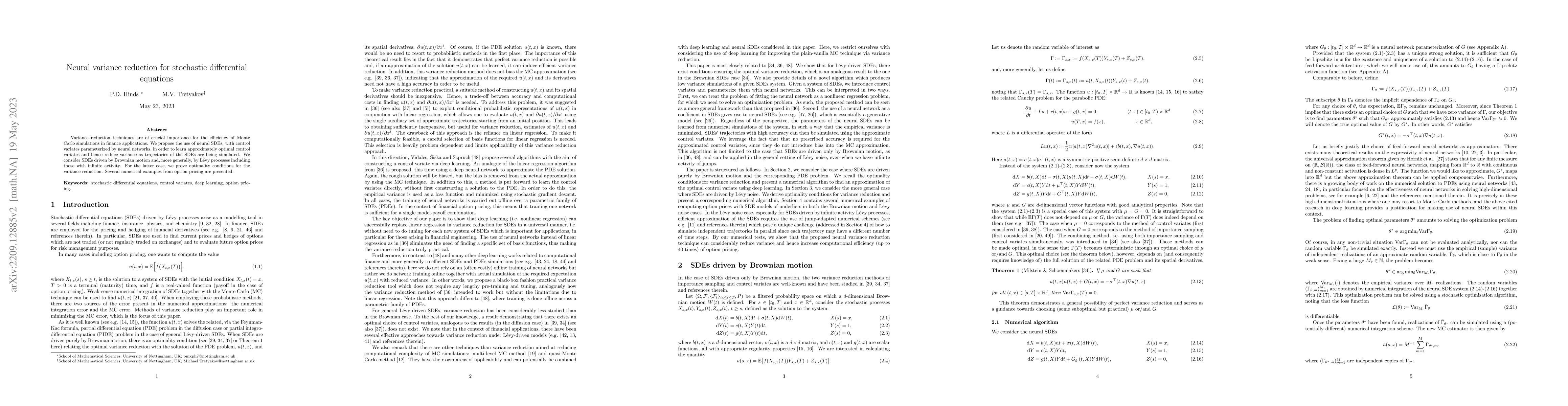Thumbnail for Neural variance reduction for stochastic differential equations