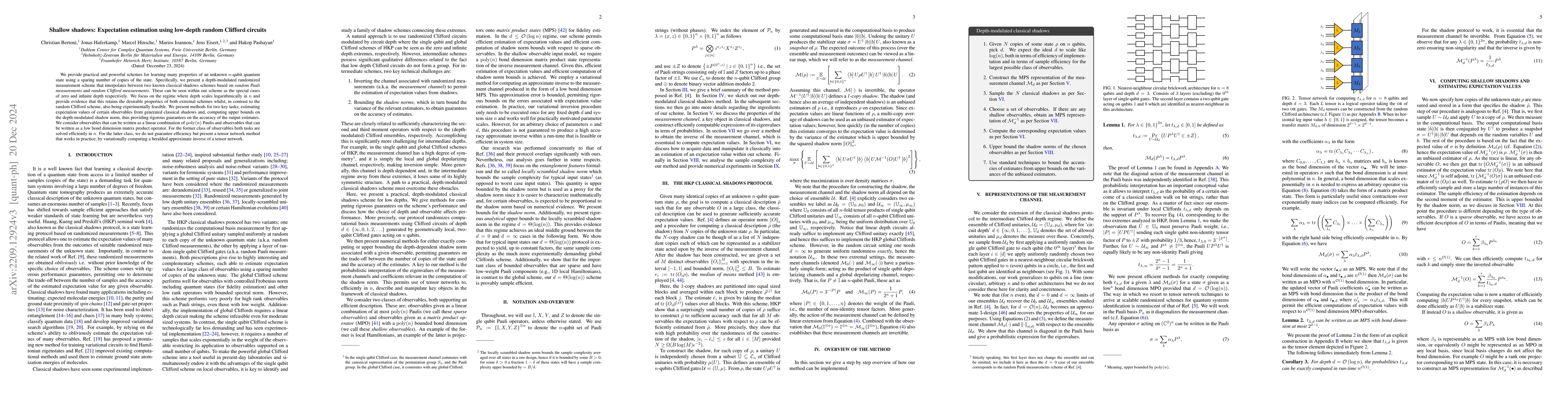 Thumbnail for Shallow shadows: Expectation estimation using low-depth random Clifford
  circuits