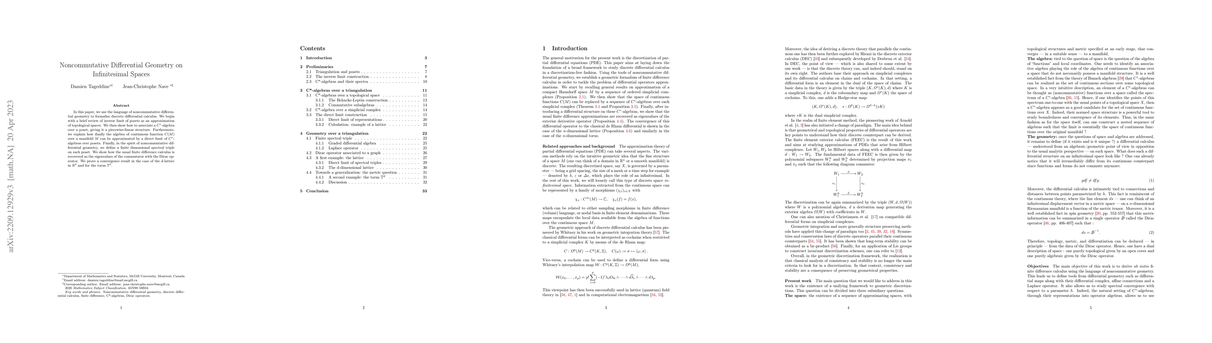Thumbnail for Noncommutative Differential Geometry on Infinitesimal Spaces