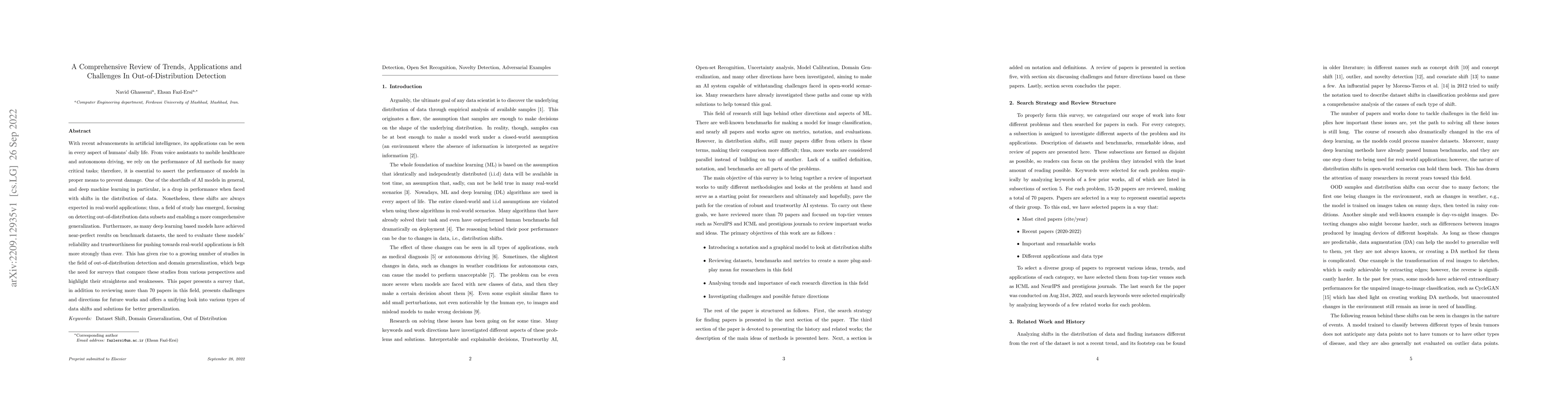 Thumbnail for A Comprehensive Review of Trends, Applications and Challenges In
  Out-of-Distribution Detection