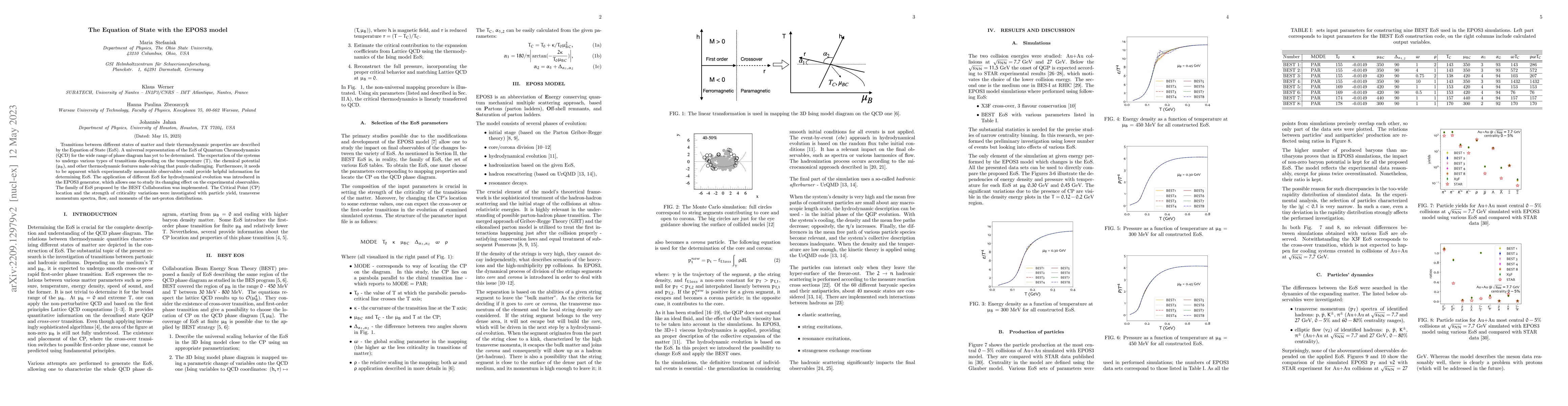 Thumbnail for The Equation of State with the EPOS3 model