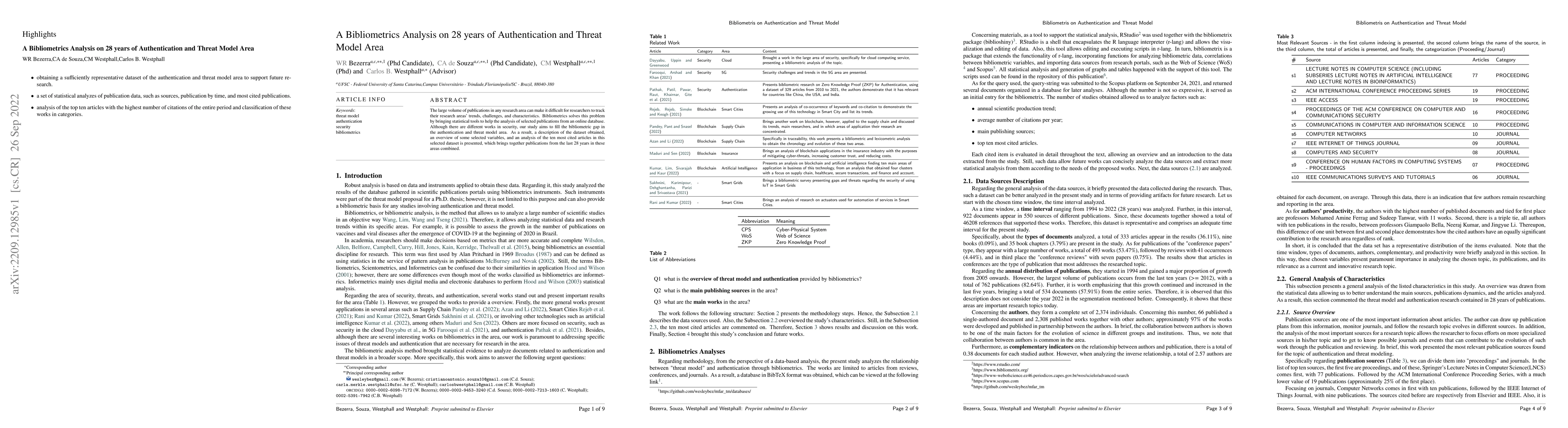 Thumbnail for A Bibliometrics Analysis on 28 years of Authentication and Threat Model
  Area