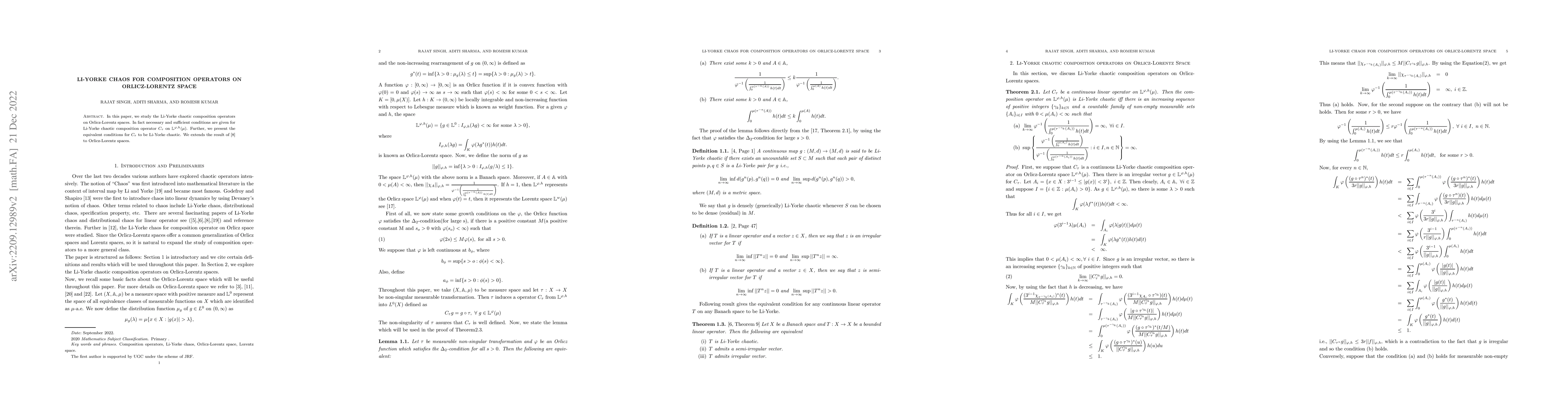 Thumbnail for Li-Yorke Chaos for Composition operators on Orlicz-Lorentz spaces