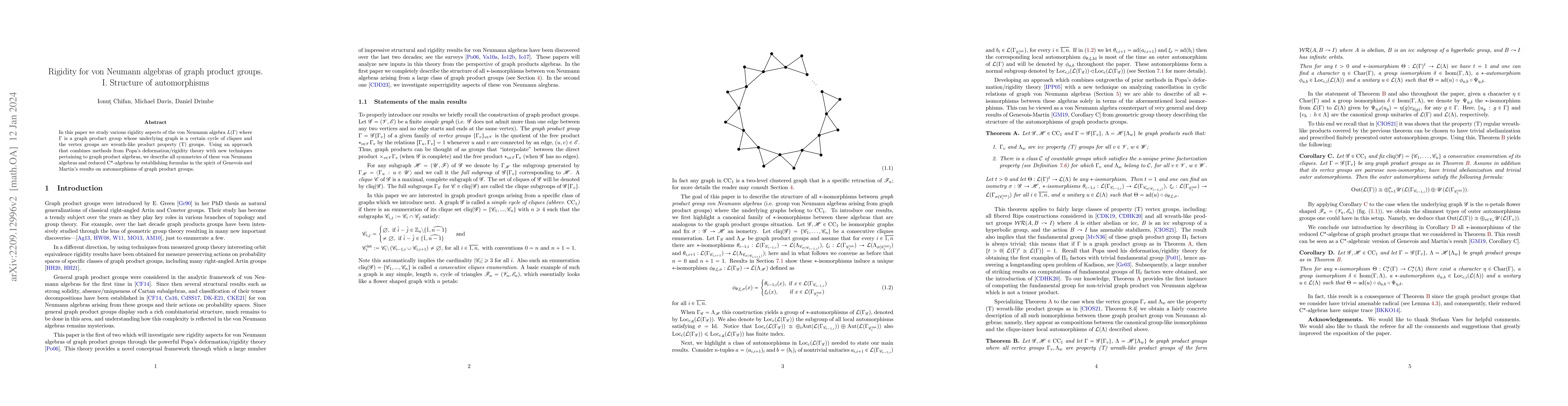 Thumbnail for Rigidity for von Neumann algebras of graph product groups. I. Structure
  of automorphisms