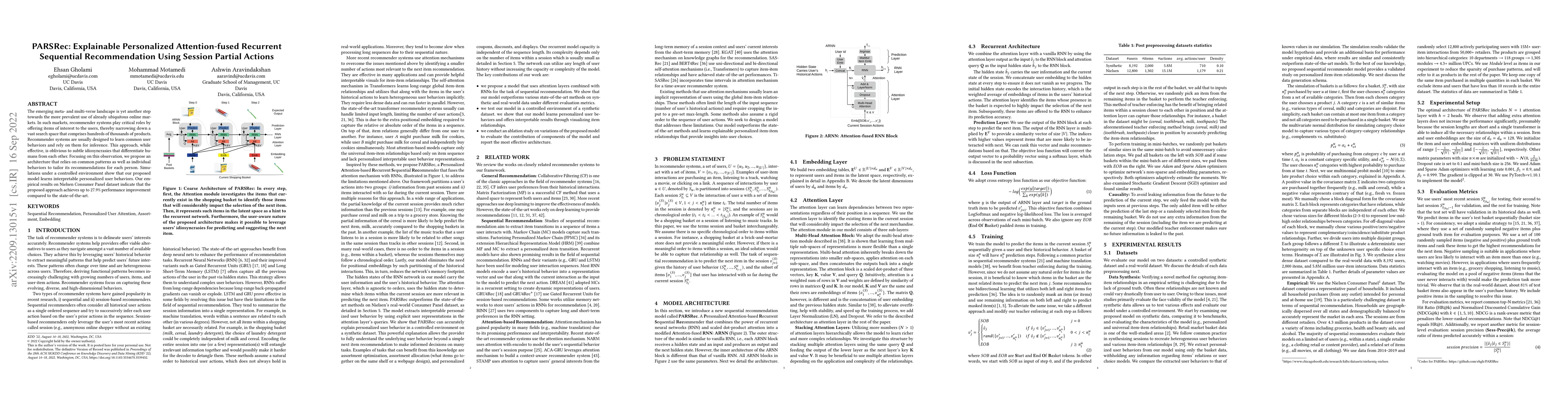 Thumbnail for PARSRec: Explainable Personalized Attention-fused Recurrent Sequential
  Recommendation Using Session Partial Actions