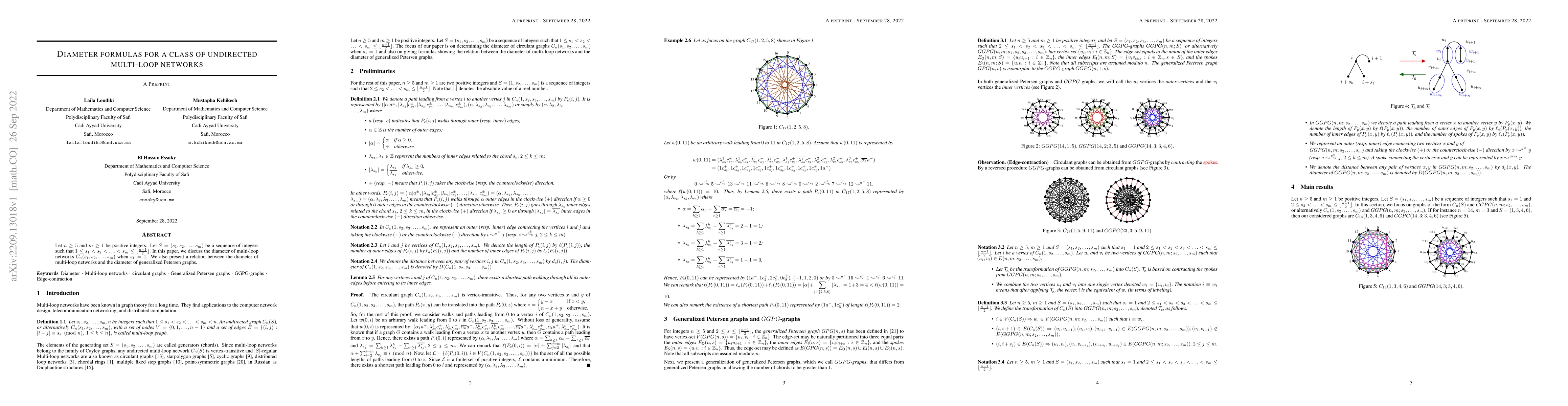 Thumbnail for Diameter formulas for a class of undirected multi-loop networks