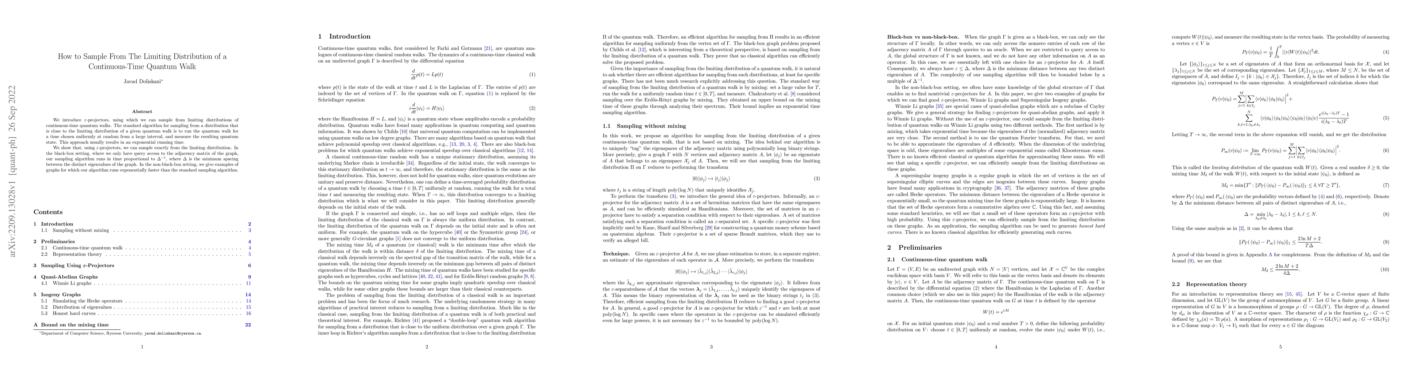 Thumbnail for How to Sample From The Limiting Distribution of a Continuous-Time
  Quantum Walk