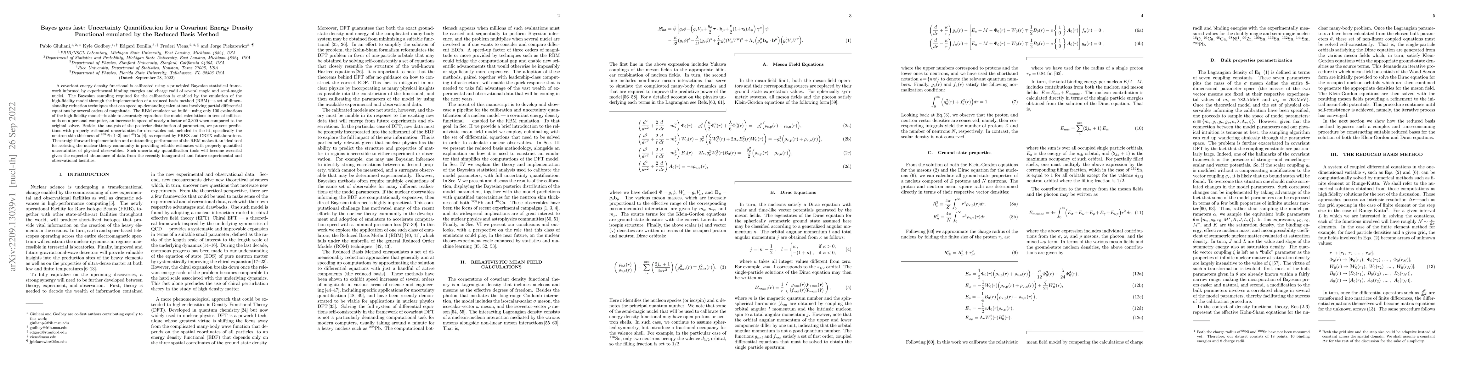 Thumbnail for Bayes goes fast: Uncertainty Quantification for a Covariant Energy
  Density Functional emulated by the Reduced Basis Method