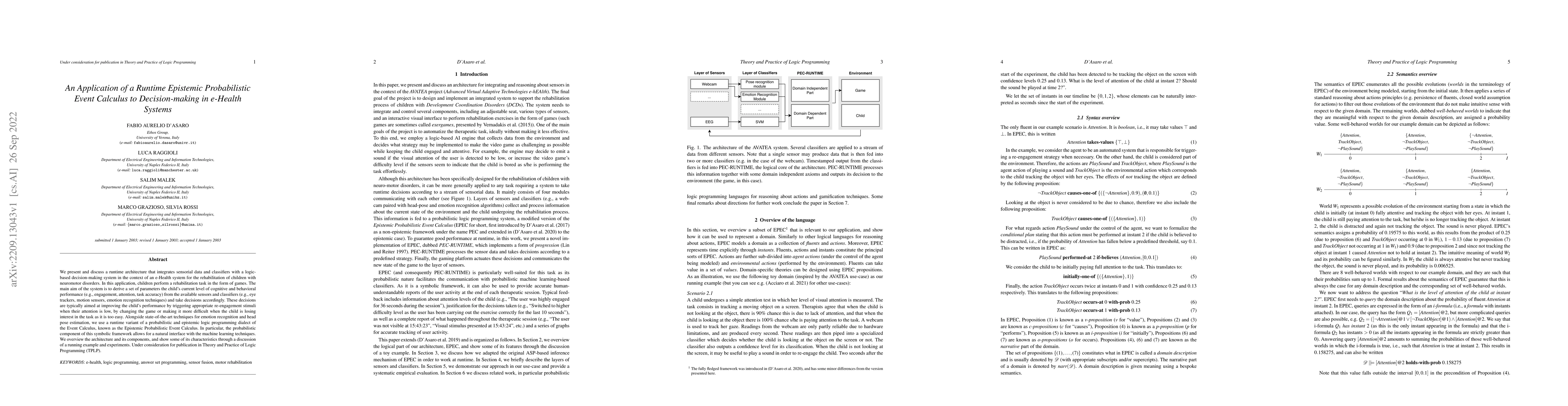 Thumbnail for An Application of a Runtime Epistemic Probabilistic Event Calculus to
  Decision-making in e-Health Systems