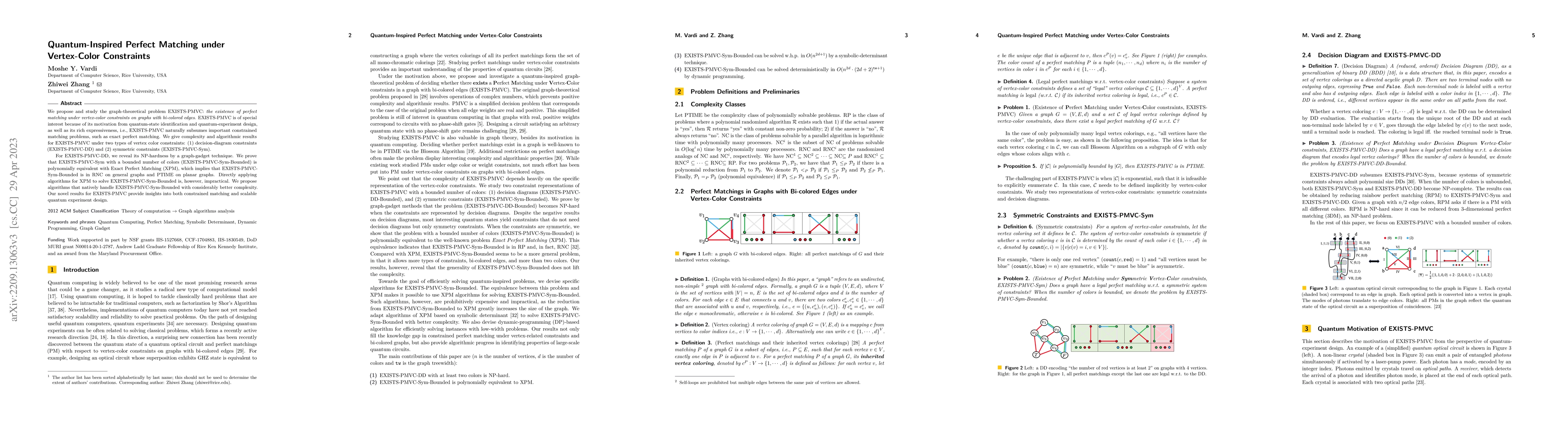 Thumbnail for Quantum-Inspired Perfect Matching under Vertex-Color Constraints