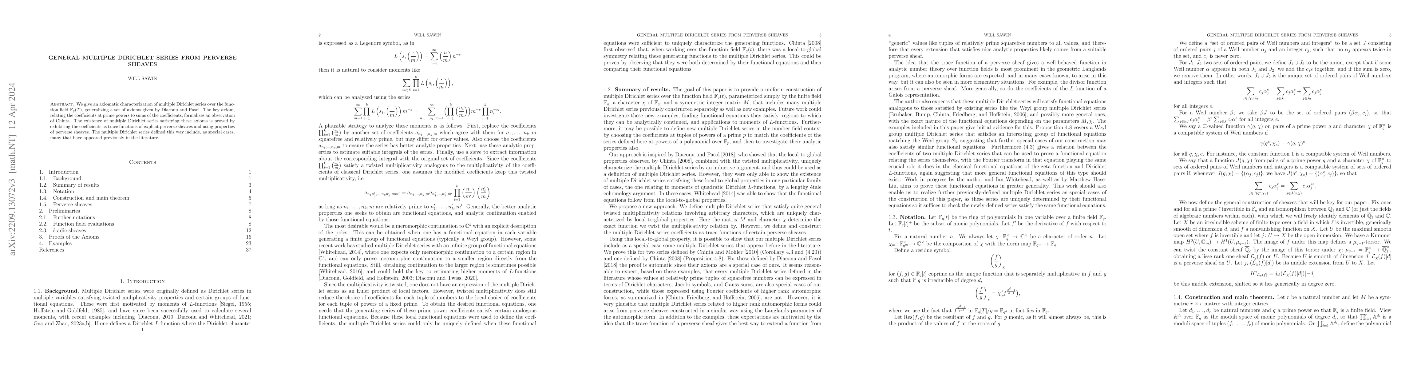Thumbnail for General multiple Dirichlet series from perverse sheaves