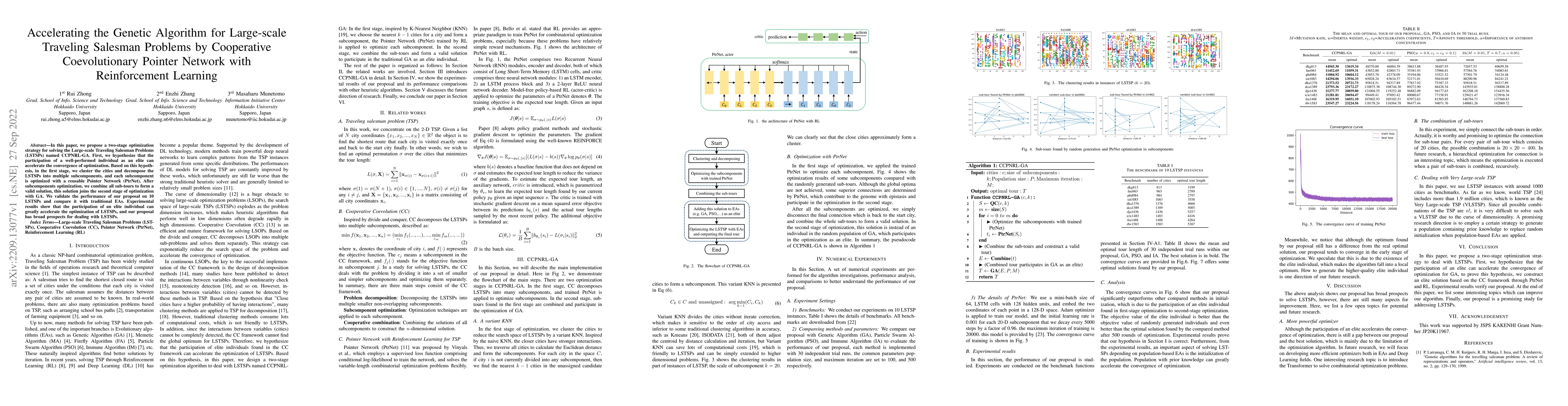 Thumbnail for Accelerating the Genetic Algorithm for Large-scale Traveling Salesman
  Problems by Cooperative Coevolutionary Pointer Network with Reinforcement
  Learning