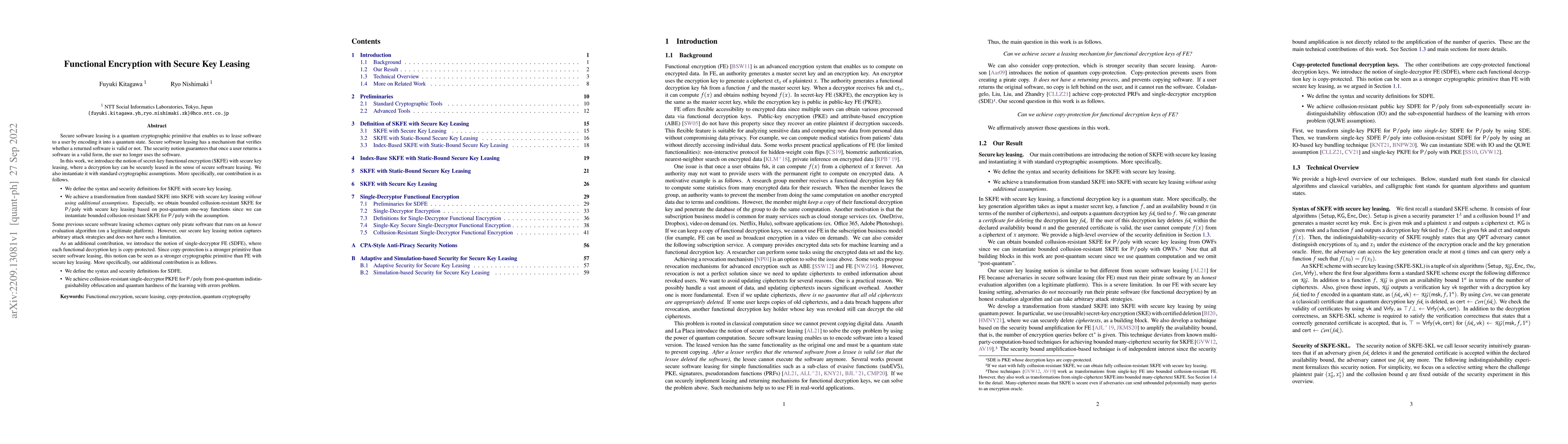 Thumbnail for Functional Encryption with Secure Key Leasing