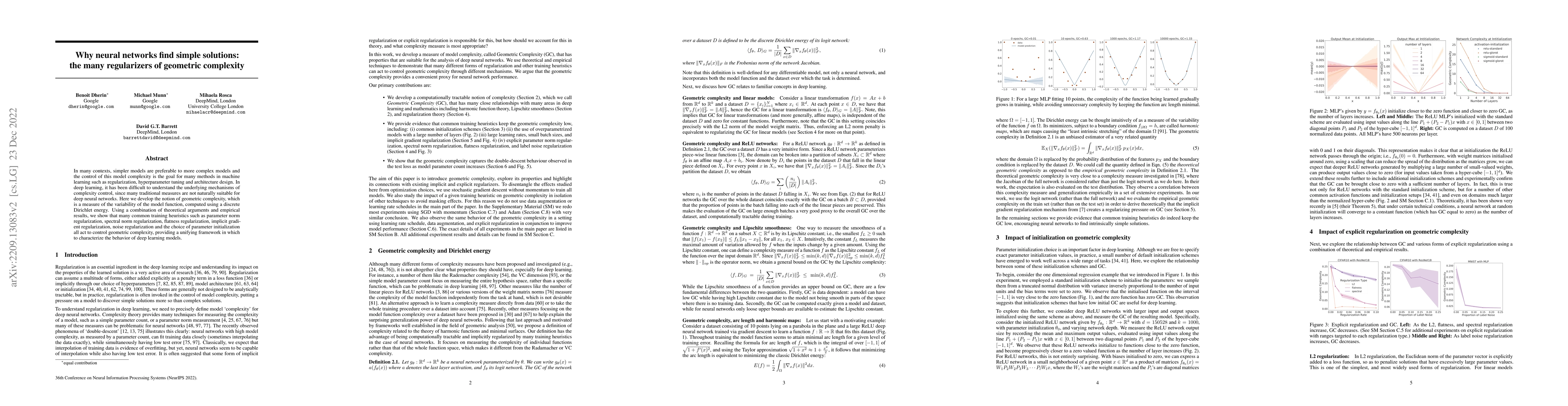 Thumbnail for Why neural networks find simple solutions: the many regularizers of
  geometric complexity