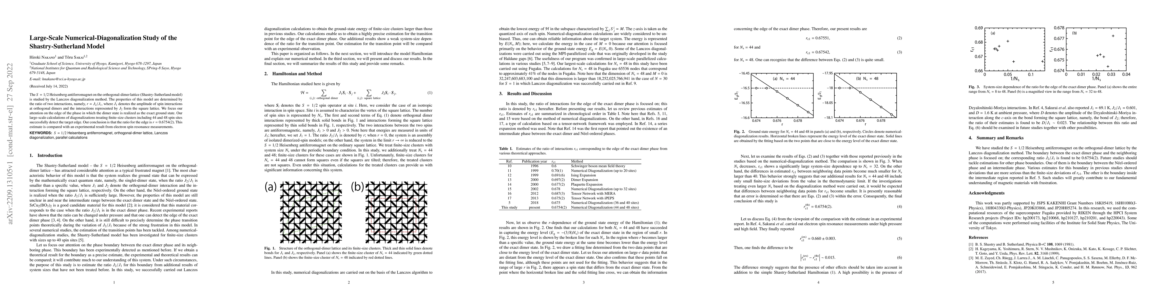 Thumbnail for Large-Scale Numerical-Diagonalization Study of the Shastry-Sutherland
  Model