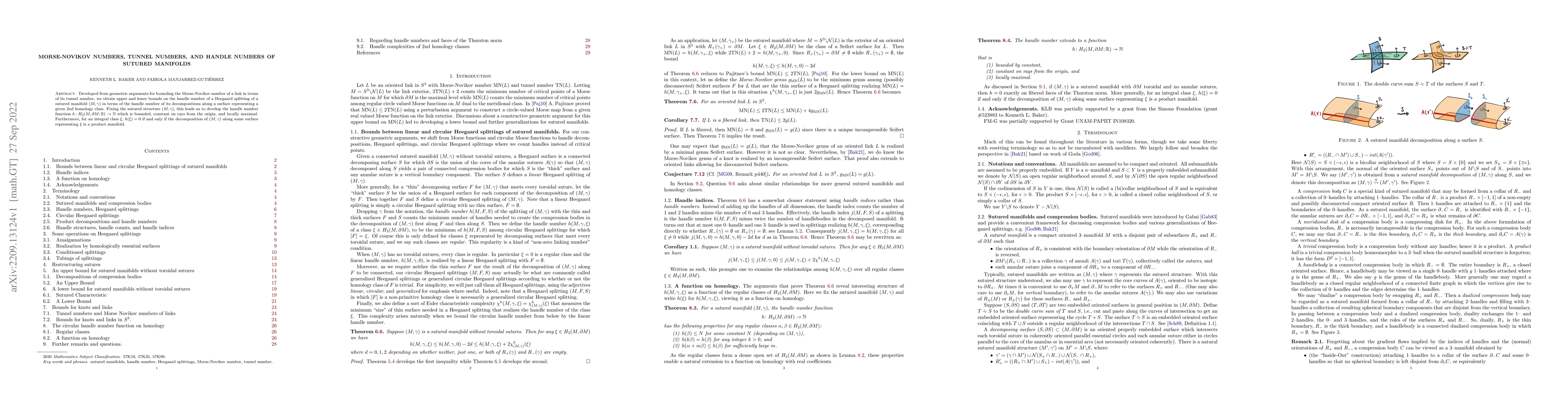 Thumbnail for Morse-Novikov numbers, tunnel numbers, and handle numbers of sutured
  manifolds
