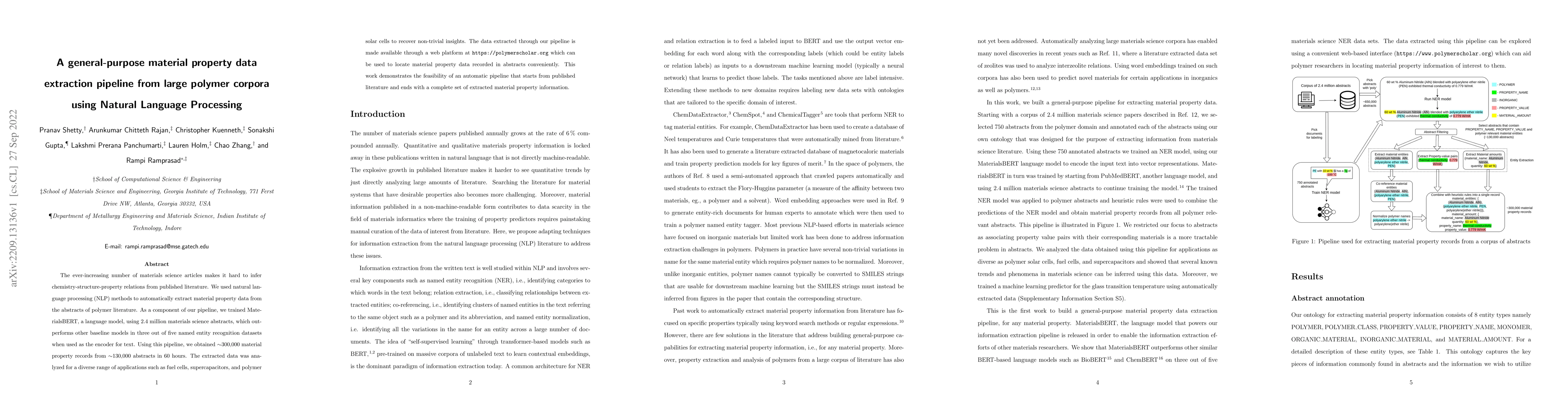 Thumbnail for A general-purpose material property data extraction pipeline from large
  polymer corpora using Natural Language Processing
