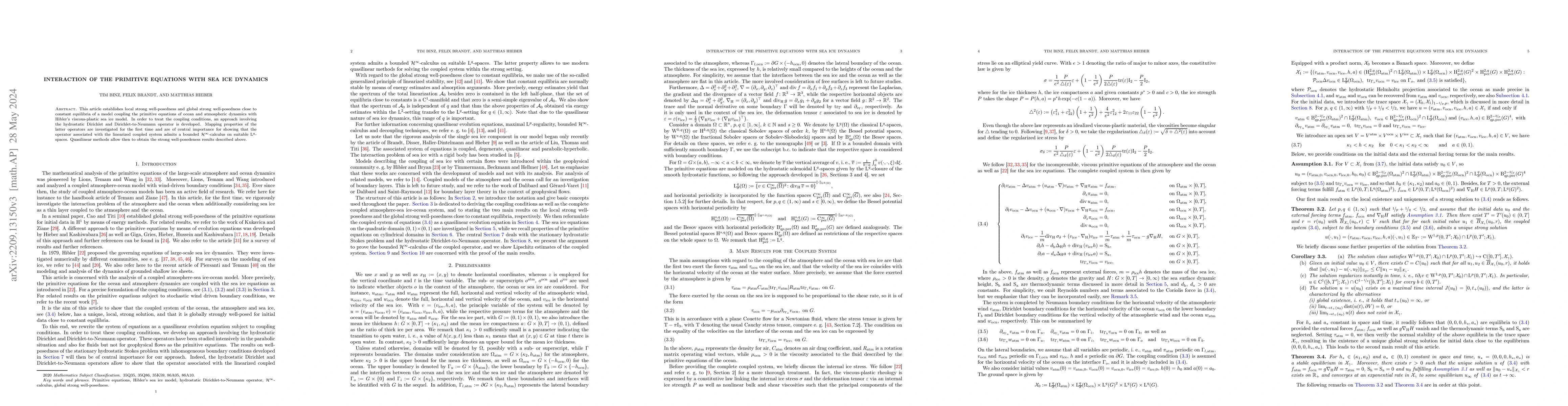 Thumbnail for Interaction of the primitive equations with sea ice dynamics