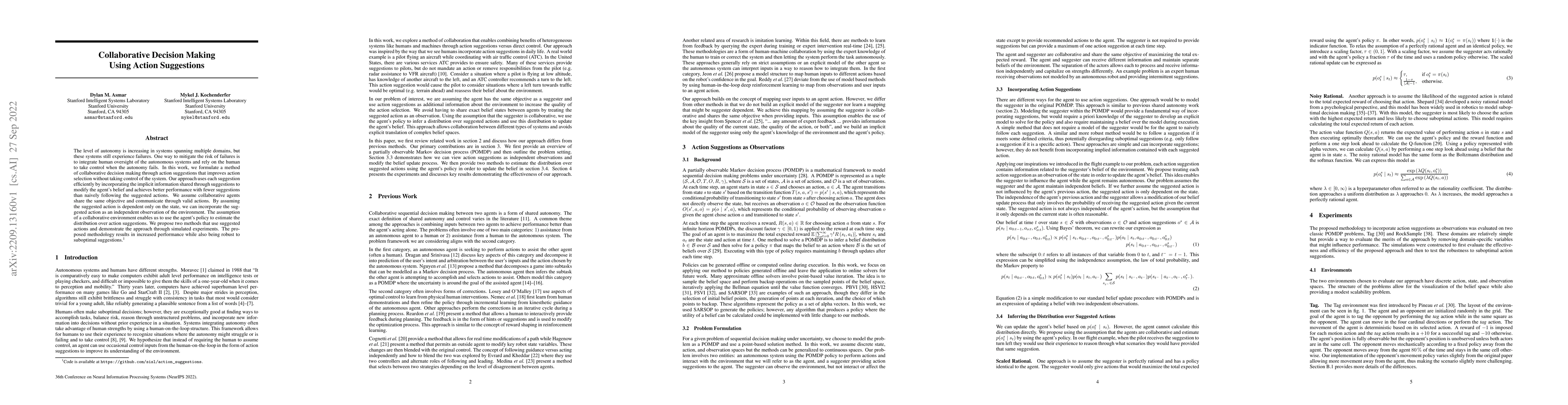 Thumbnail for Collaborative Decision Making Using Action Suggestions