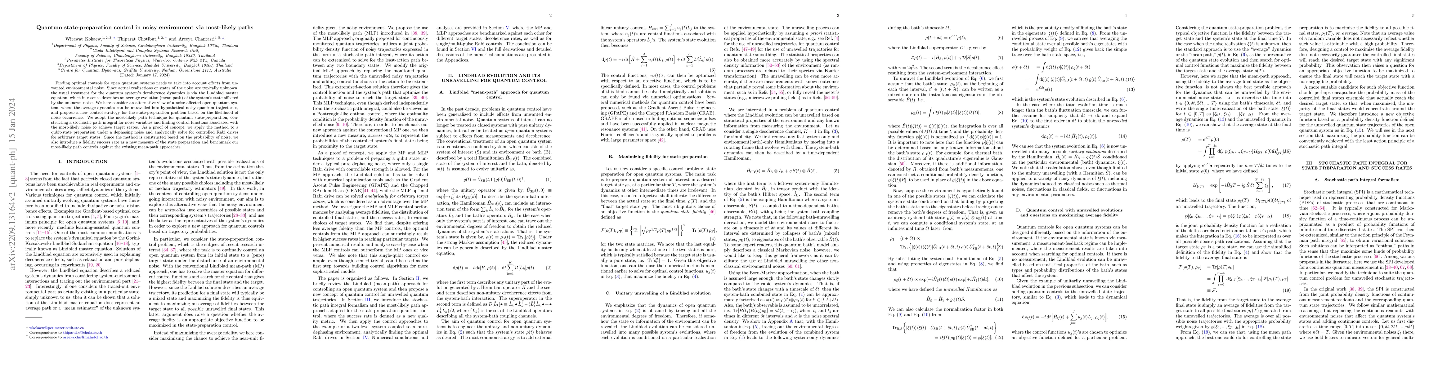 Thumbnail for Quantum state-preparation control in noisy environment via most-likely
  paths