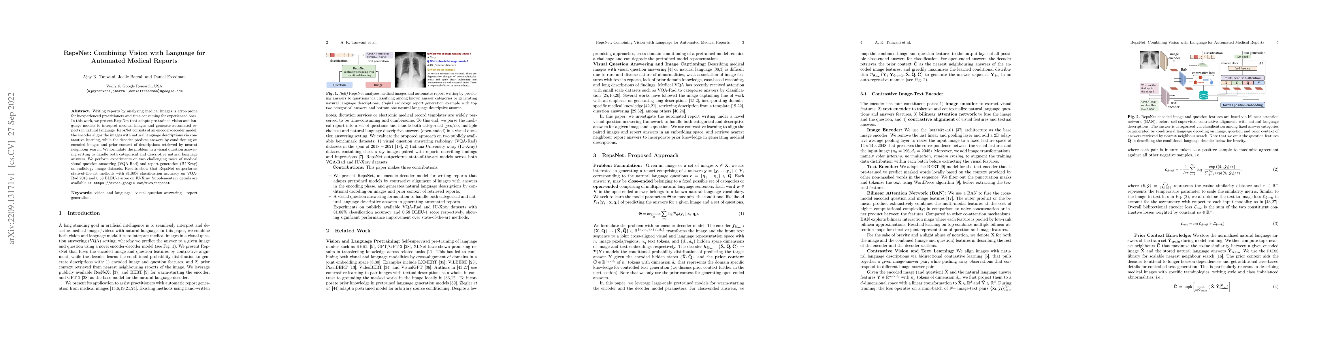 Thumbnail for RepsNet: Combining Vision with Language for Automated Medical Reports