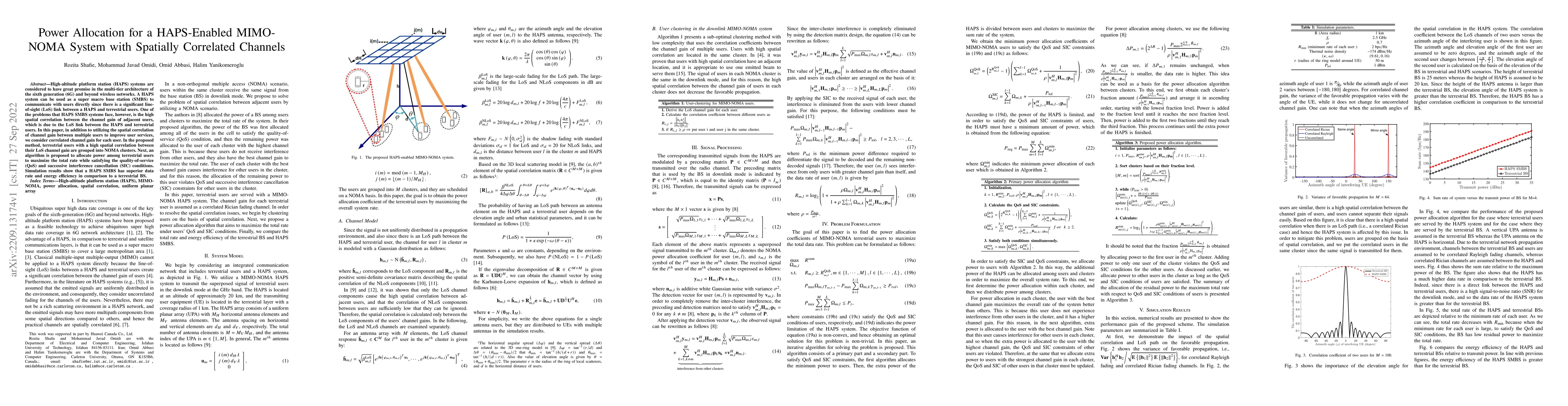 Thumbnail for Power Allocation for a HAPS-Enabled MIMO-NOMA System with Spatially
  Correlated Channels