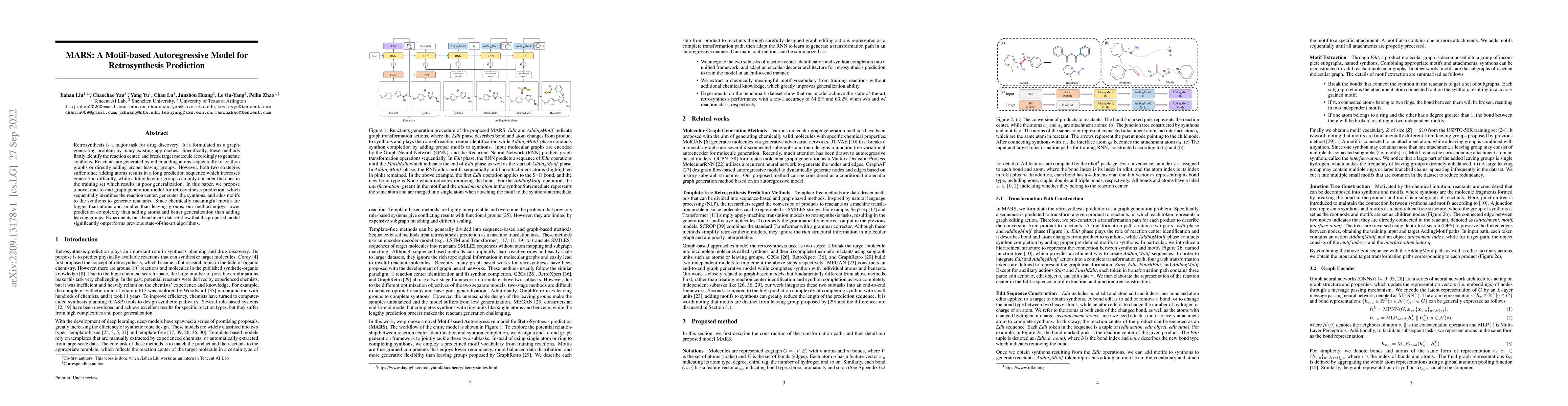 Thumbnail for MARS: A Motif-based Autoregressive Model for Retrosynthesis Prediction