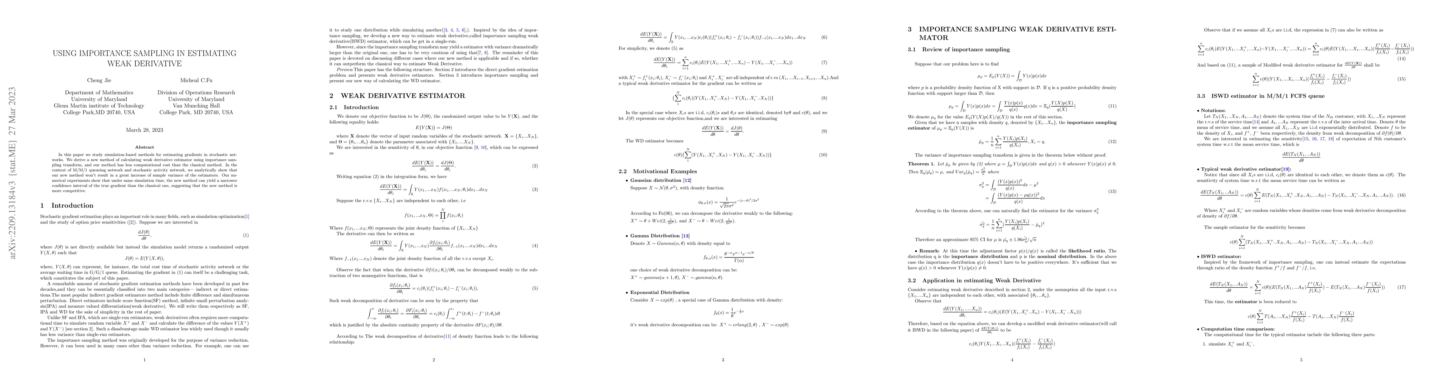 Thumbnail for Using Importance Samping in Estimating Weak Derivative
