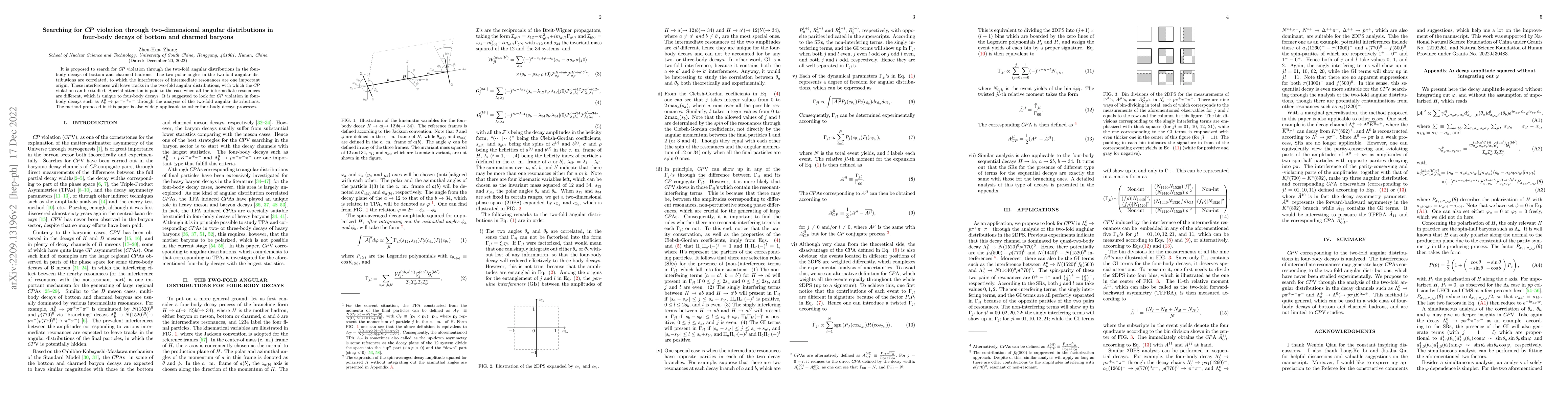 Thumbnail for Searching for $C\!P$ violation through two-dimensional angular
  distributions in four-body decays of bottom and charmed baryons