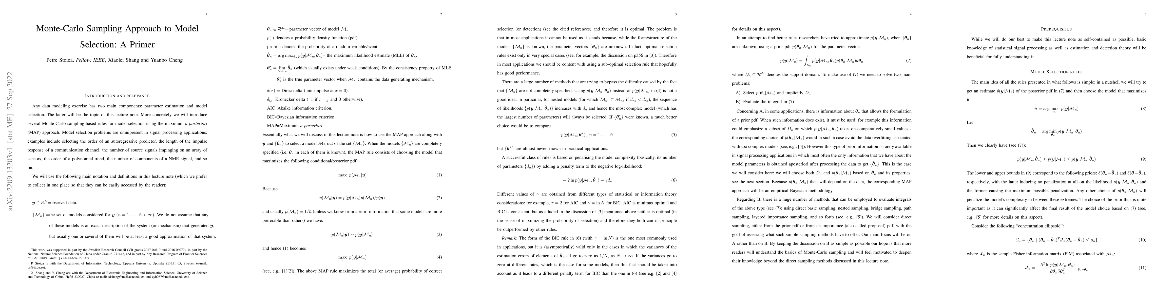 Thumbnail for Monte-Carlo Sampling Approach to Model Selection: A Primer