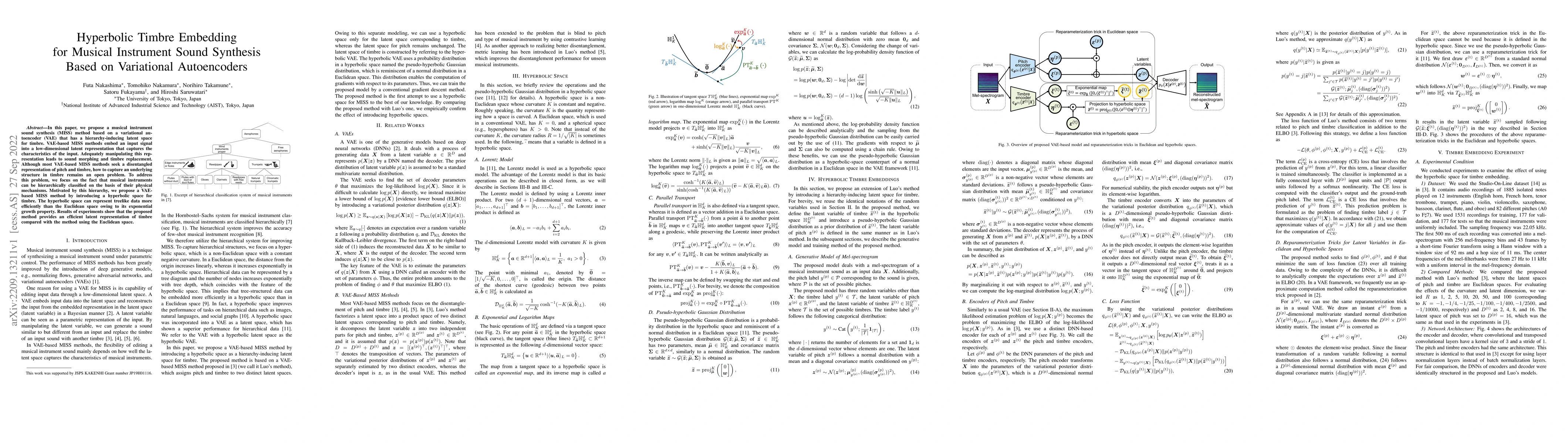 Thumbnail for Hyperbolic Timbre Embedding for Musical Instrument Sound Synthesis Based
  on Variational Autoencoders