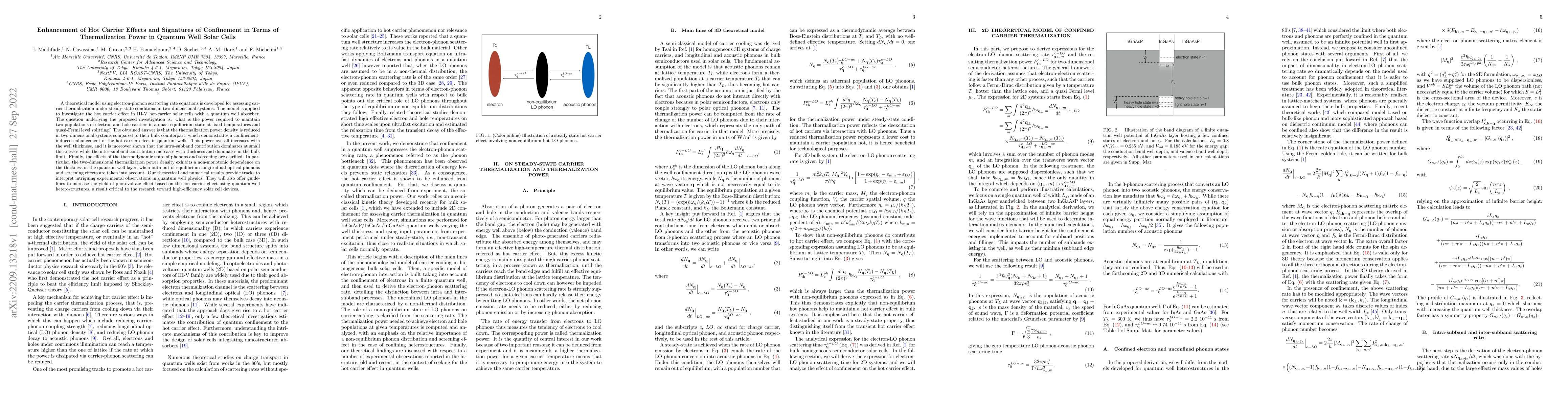 Thumbnail for Enhancement of Hot Carrier Effects and Signatures of Confinement in
  Terms of Thermalization Power in Quantum Well Solar Cells