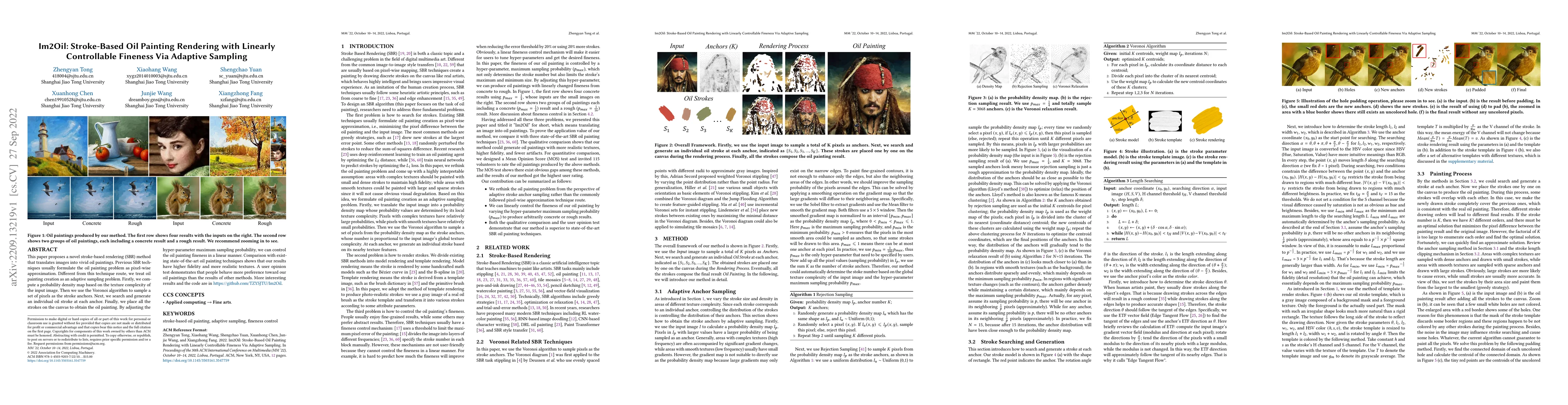 Thumbnail for Im2Oil: Stroke-Based Oil Painting Rendering with Linearly Controllable
  Fineness Via Adaptive Sampling