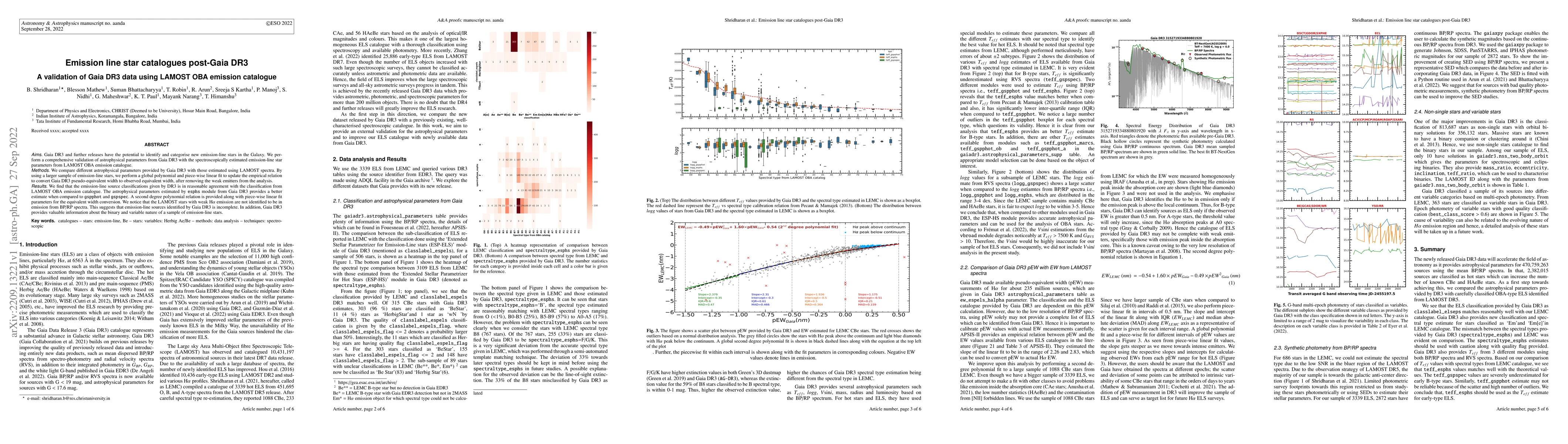 Thumbnail for Emission line star catalogues post-Gaia DR3: A validation of Gaia DR3
  data using LAMOST OBA emission catalogue