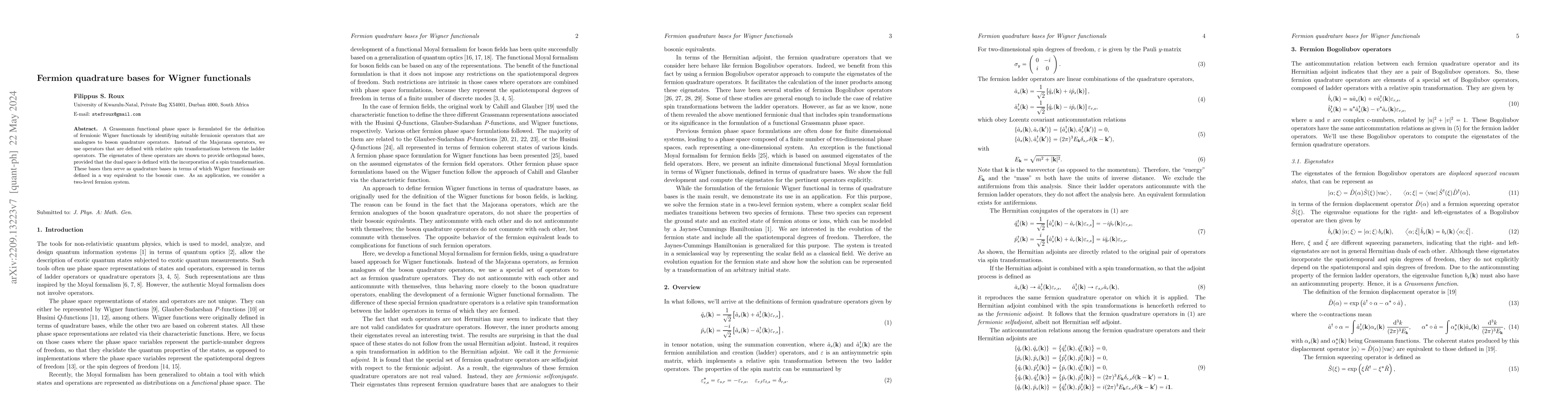 Thumbnail for Fermion quadrature bases for Wigner functionals