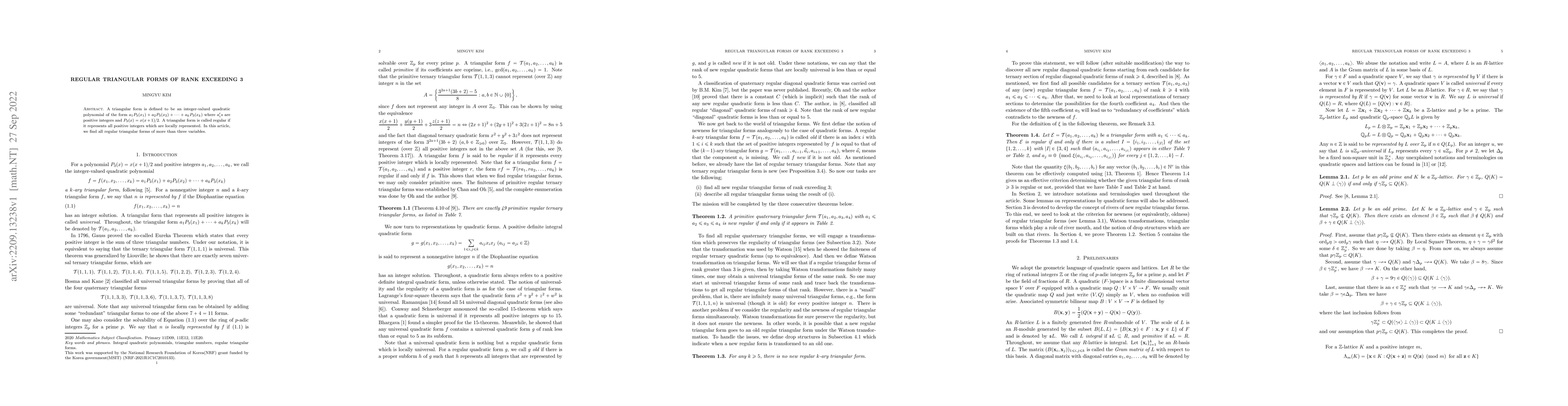 Thumbnail for Regular triangular forms of rank exceeding 3