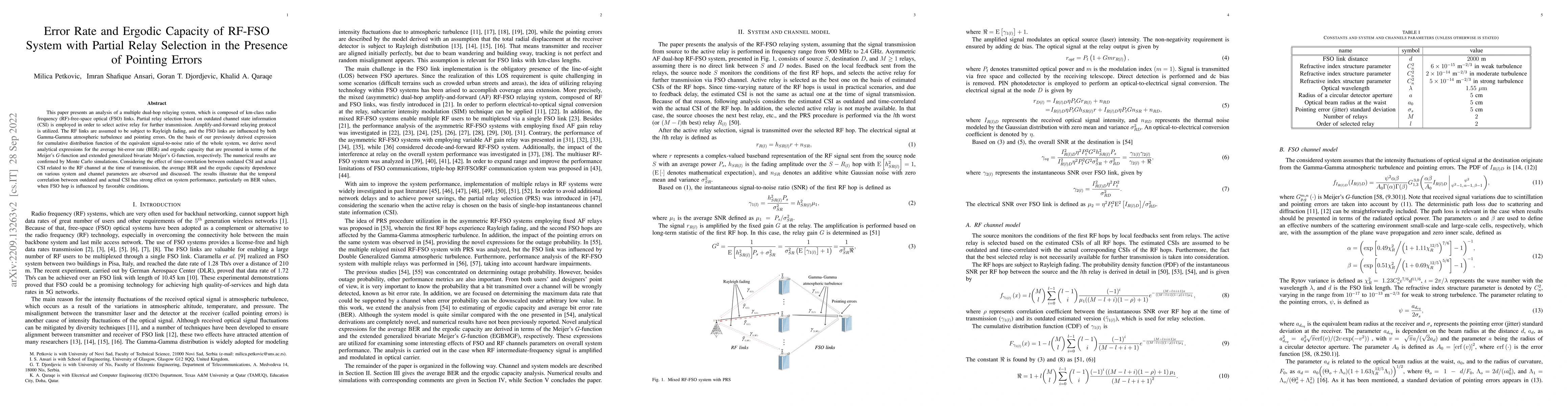 Thumbnail for Error Rate and Ergodic Capacity of RF-FSO System with Partial Relay
  Selection in the Presence of Pointing Errors