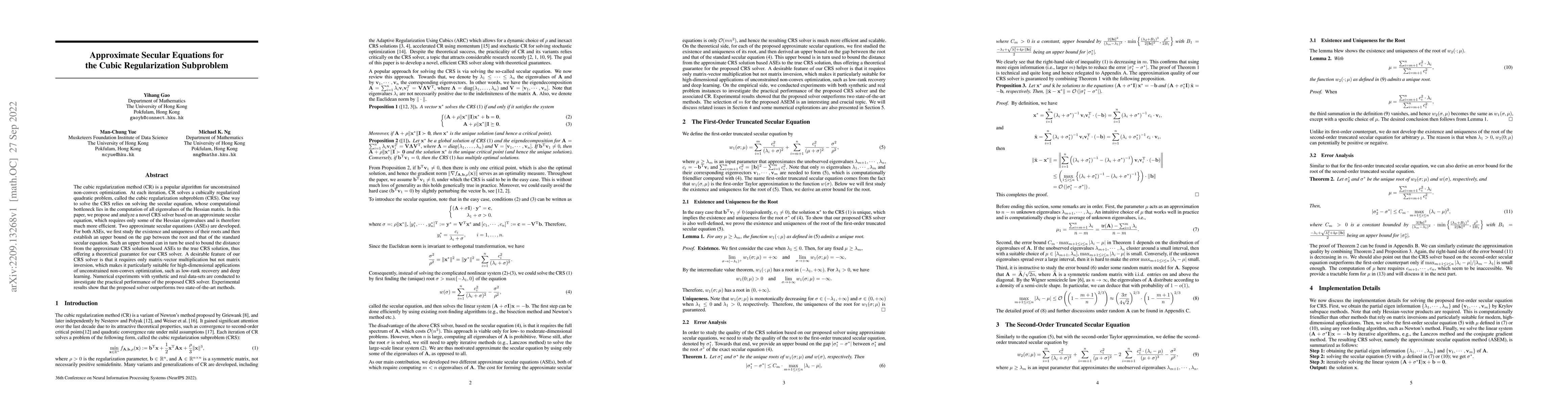 Thumbnail for Approximate Secular Equations for the Cubic Regularization Subproblem