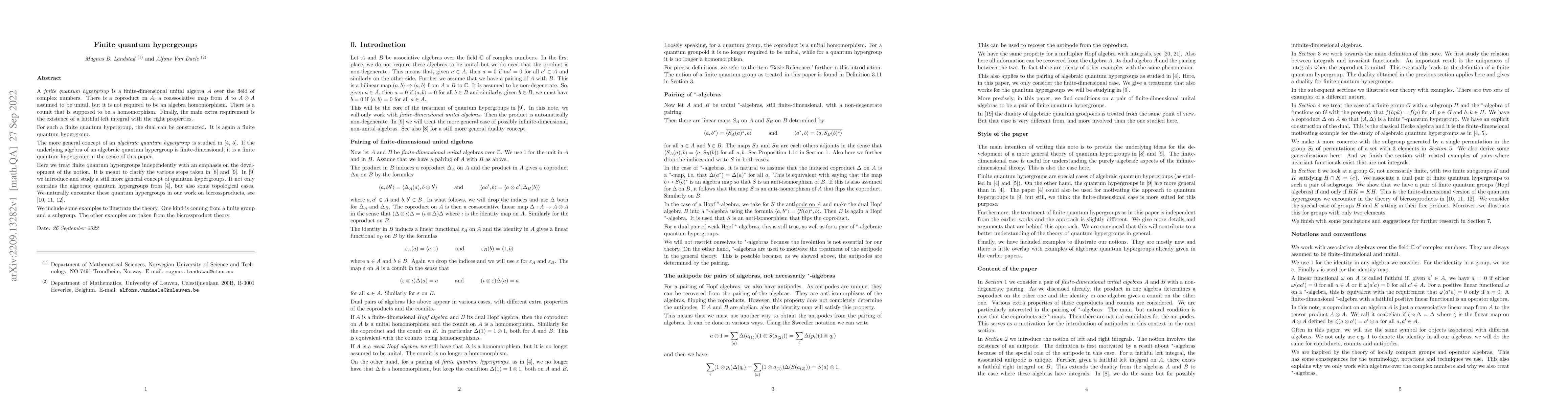 Thumbnail for Finite quantum hypergroups