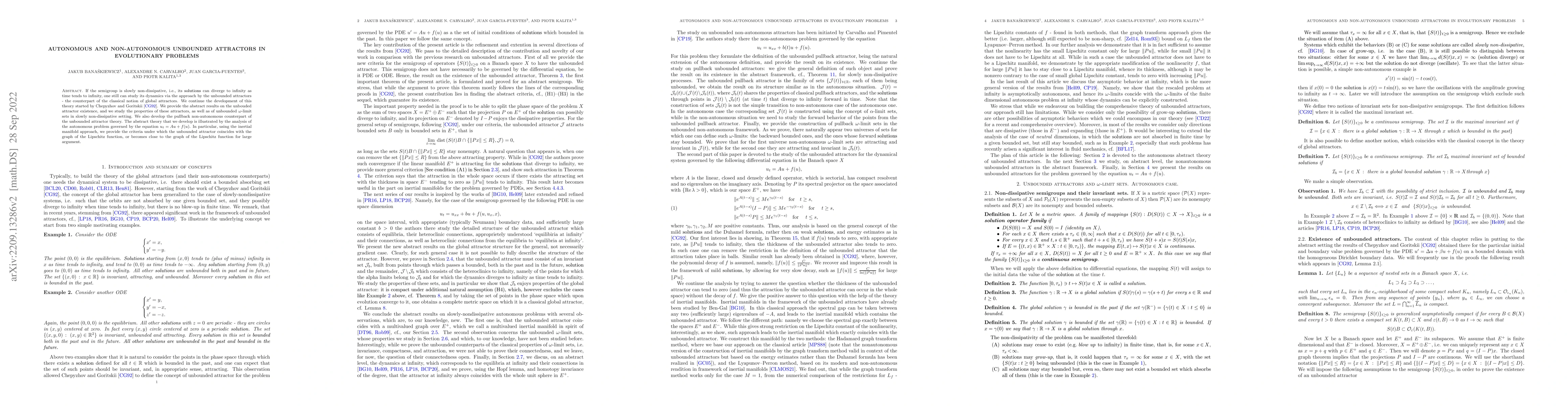 Thumbnail for Autonomous and non-autonomous unbounded attractors in evolutionary
  problems