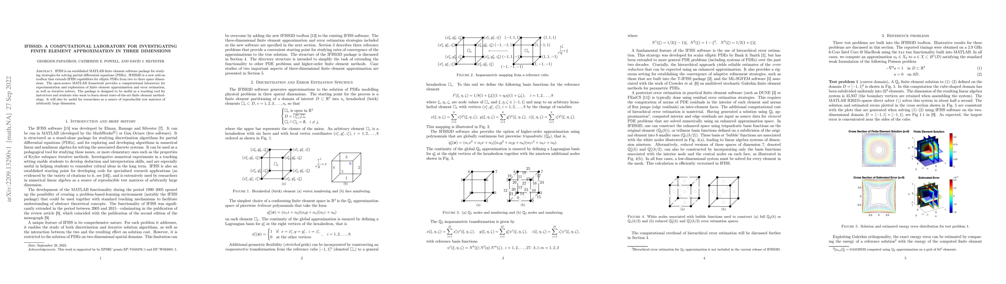 Thumbnail for IFISS3D: A computational laboratory for investigating finite element
  approximation in three dimensions
