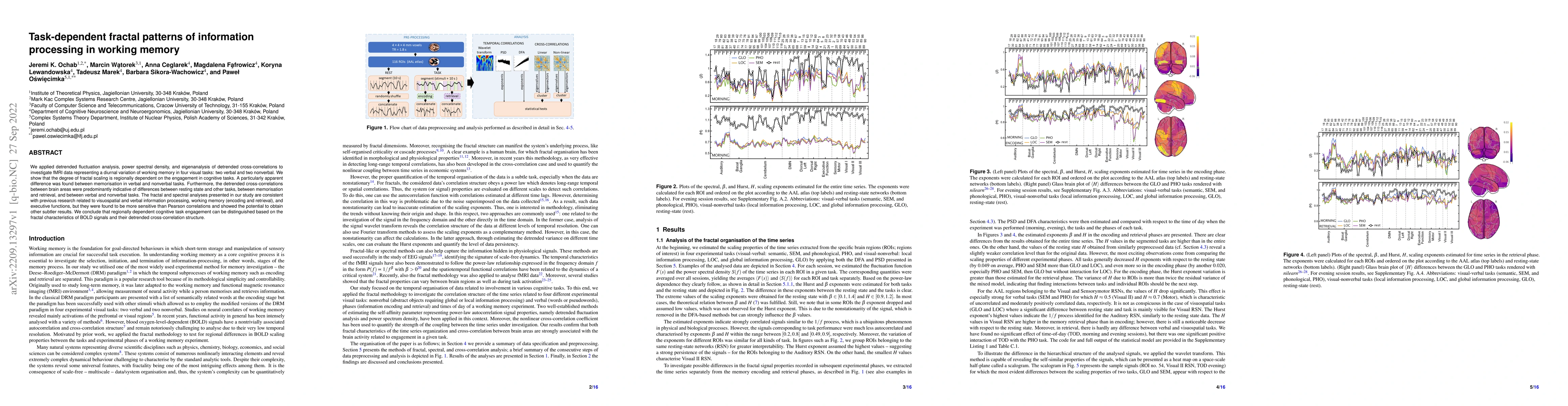 Thumbnail for Task-dependent fractal patterns of information processing in working
  memory