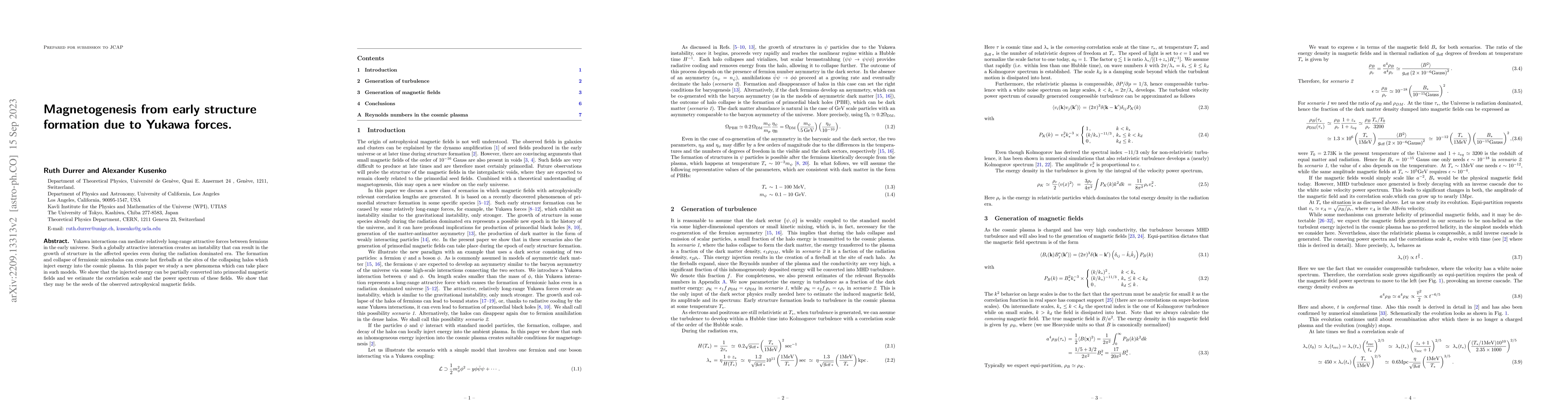 Thumbnail for Magnetogenesis from early structure formation due to Yukawa forces