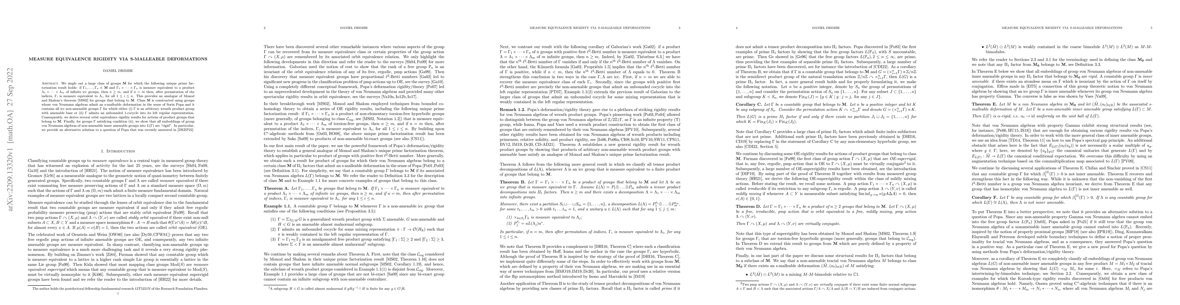 Thumbnail for Measure equivalence rigidity via s-malleable deformations