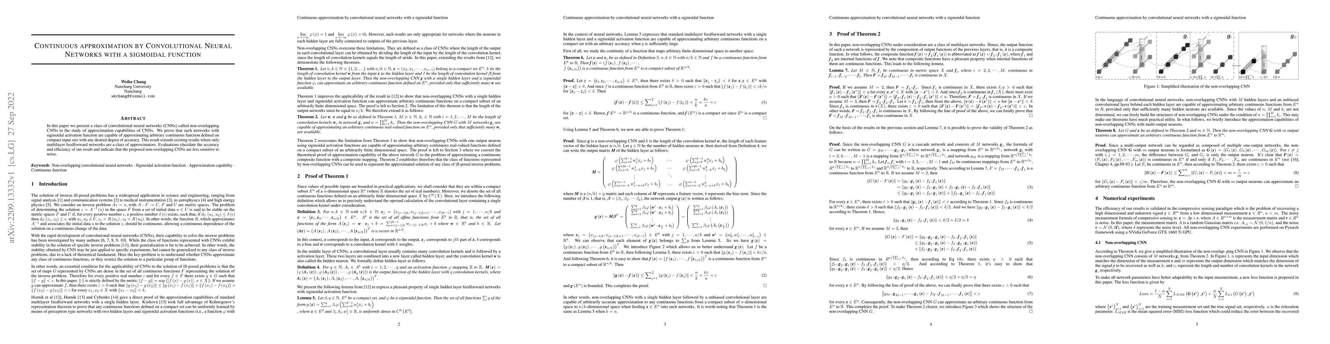 Thumbnail for Continuous approximation by convolutional neural networks with a
  sigmoidal function