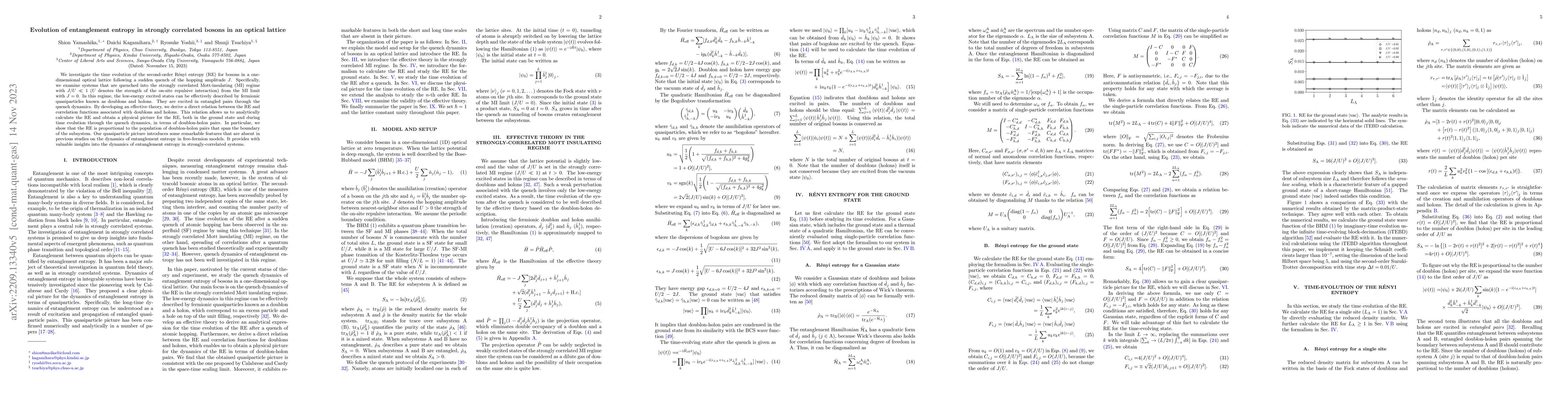 Thumbnail for Evolution of entanglement entropy in strongly correlated bosons in an
  optical lattice